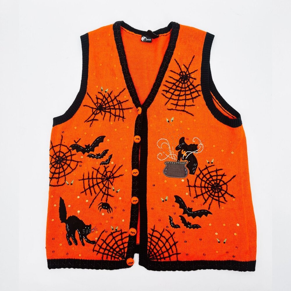 Novelty Plus Size Halloween Knit Button Up Cardigan - 1X